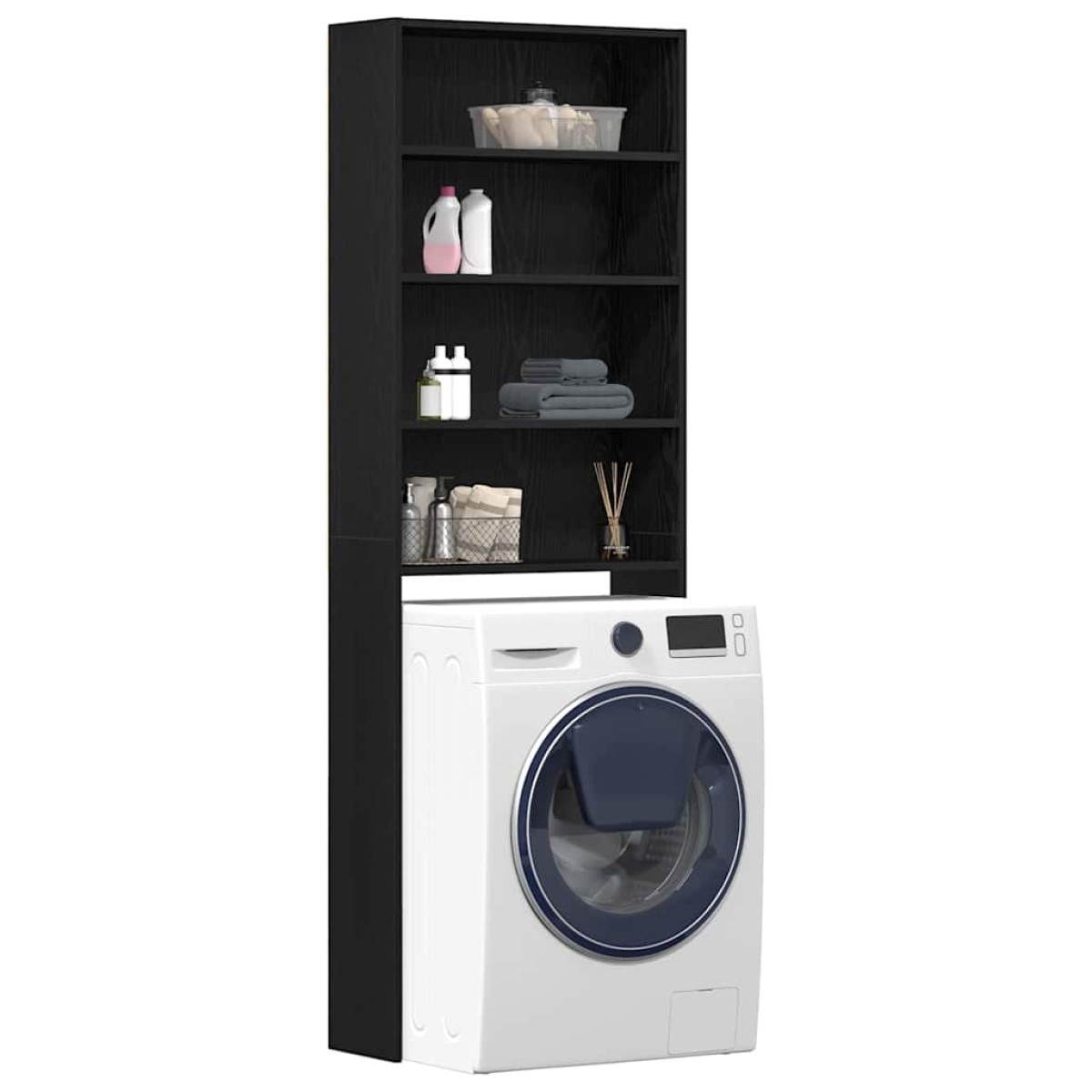 vidaXL Ντουλάπα Πλυντηρίου Μαύρη Οξυά 64 x 24 x 190 εκ