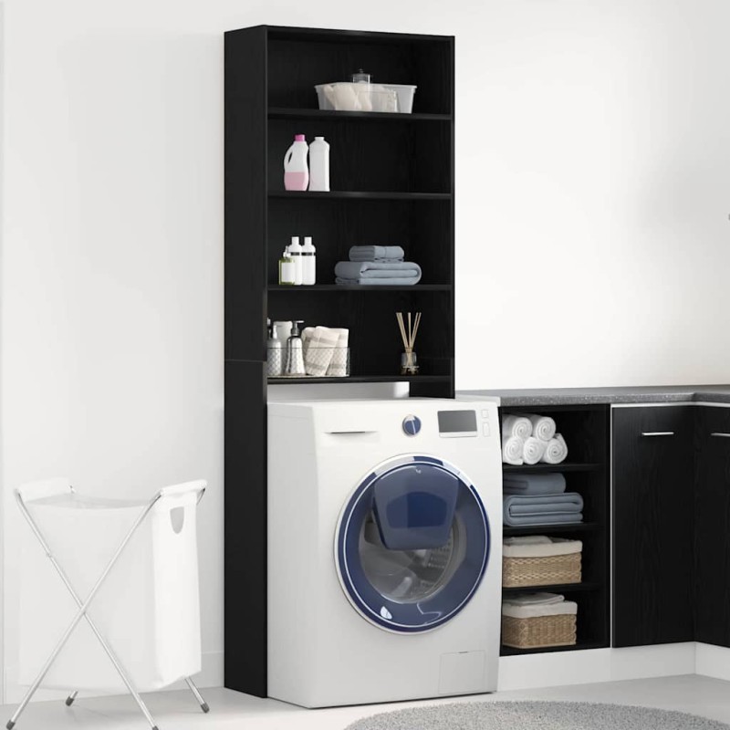 vidaXL Ντουλάπα Πλυντηρίου Μαύρη Οξυά 64 x 24 x 190 εκ