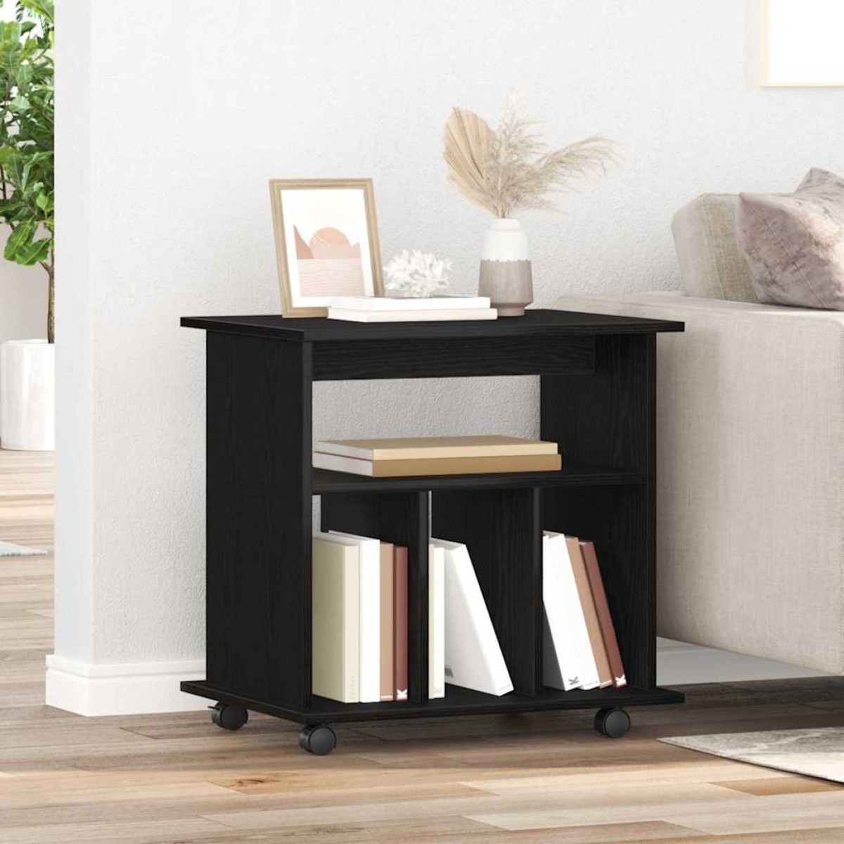 vidaXL Κινητό Ντουλάπι 60 x 45 x 55 εκ. Επεξεργασμένο Ξύλο Μαύρη Οξυά