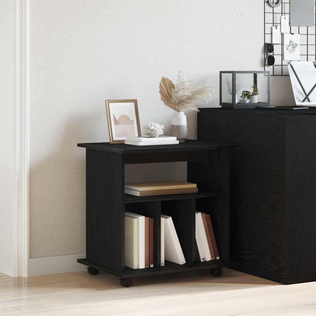 vidaXL Κινητό Ντουλάπι 60 x 45 x 55 εκ. Επεξεργασμένο Ξύλο Μαύρη Οξυά