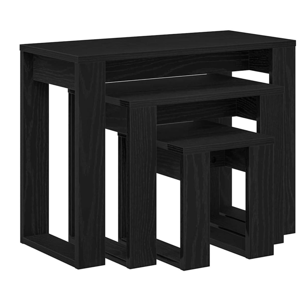 vidaXL Ένθετα τραπέζια 3 τμχ. Μαύρη Οξυά 61 x 28 x 47 εκ.