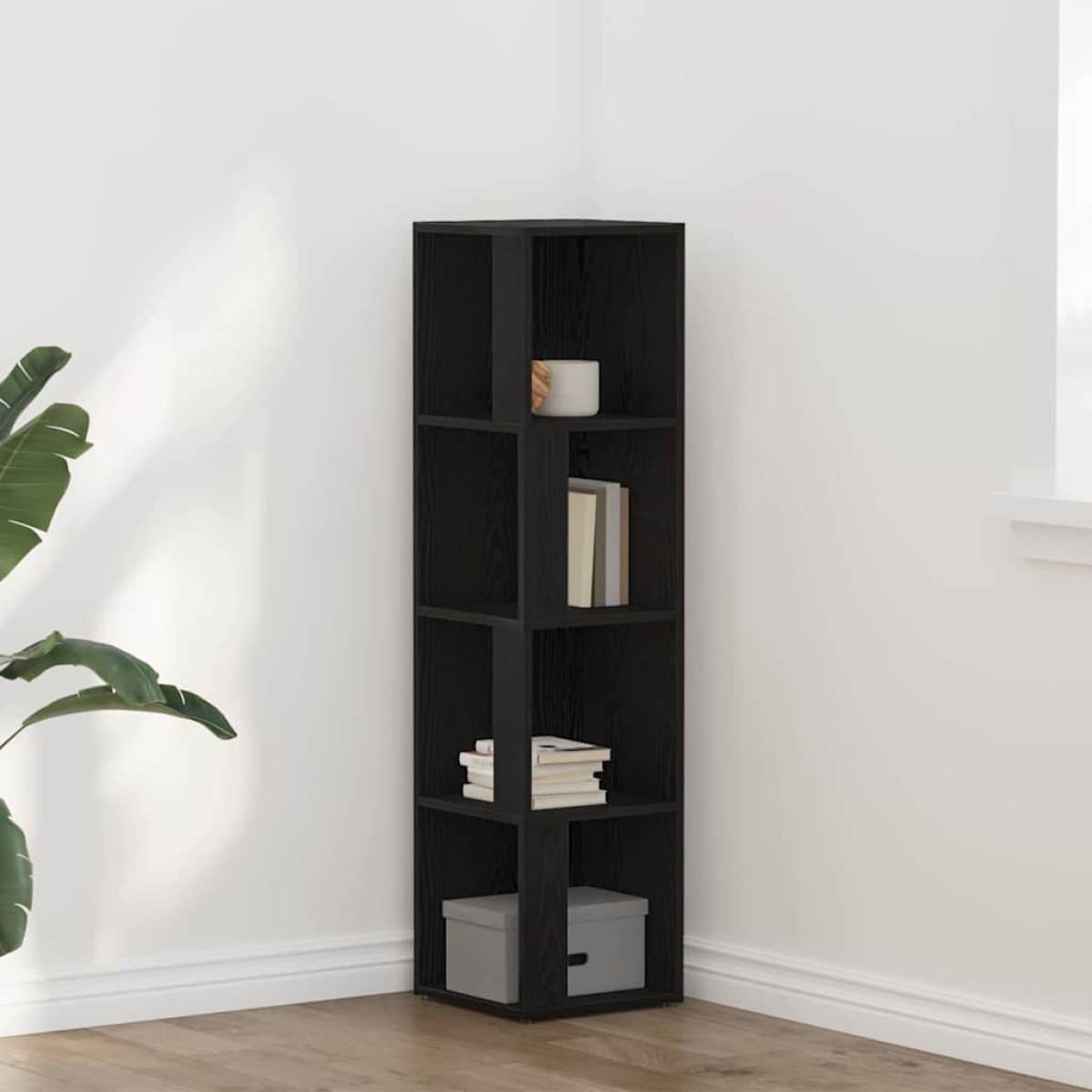 vidaXL Γωνιακά ράφια 33 x 33 x 132 εκ. Επεξεργασμένο Ξύλο Μαύρη Οξυά