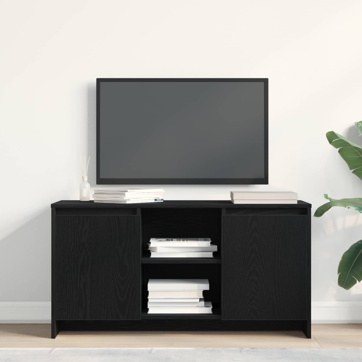 vidaXL Ντουλάπι TV 102 x 37,5 x 52,5 εκ Μαύρη Οξυά Επεξεργασμένο Ξύλο