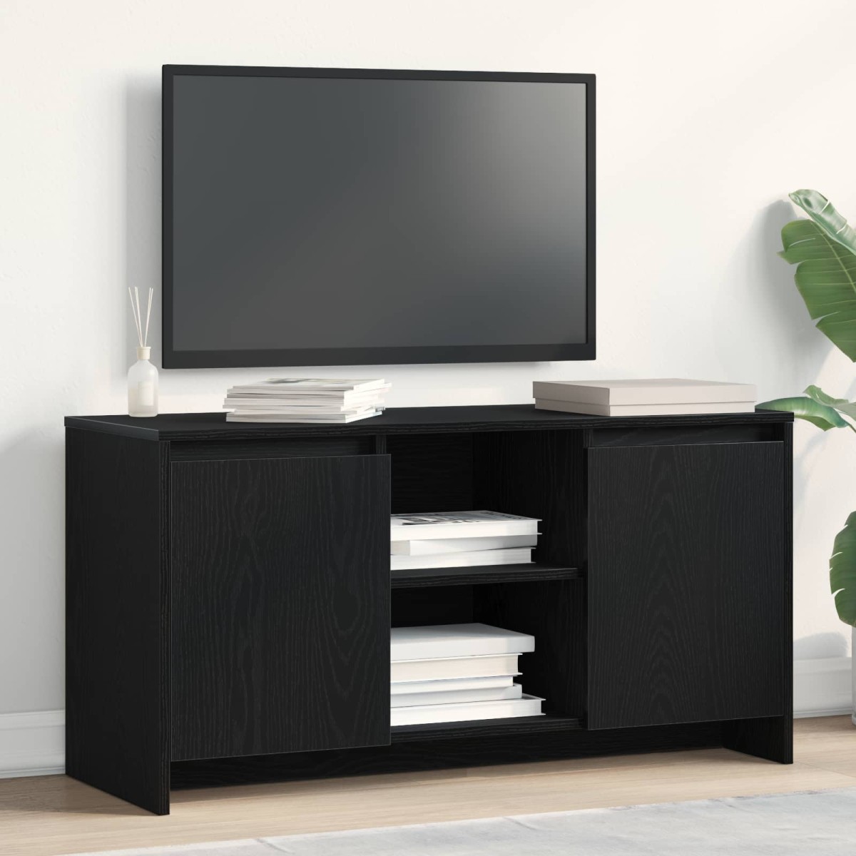 vidaXL Ντουλάπι TV 102 x 37,5 x 52,5 εκ Μαύρη Οξυά Επεξεργασμένο Ξύλο