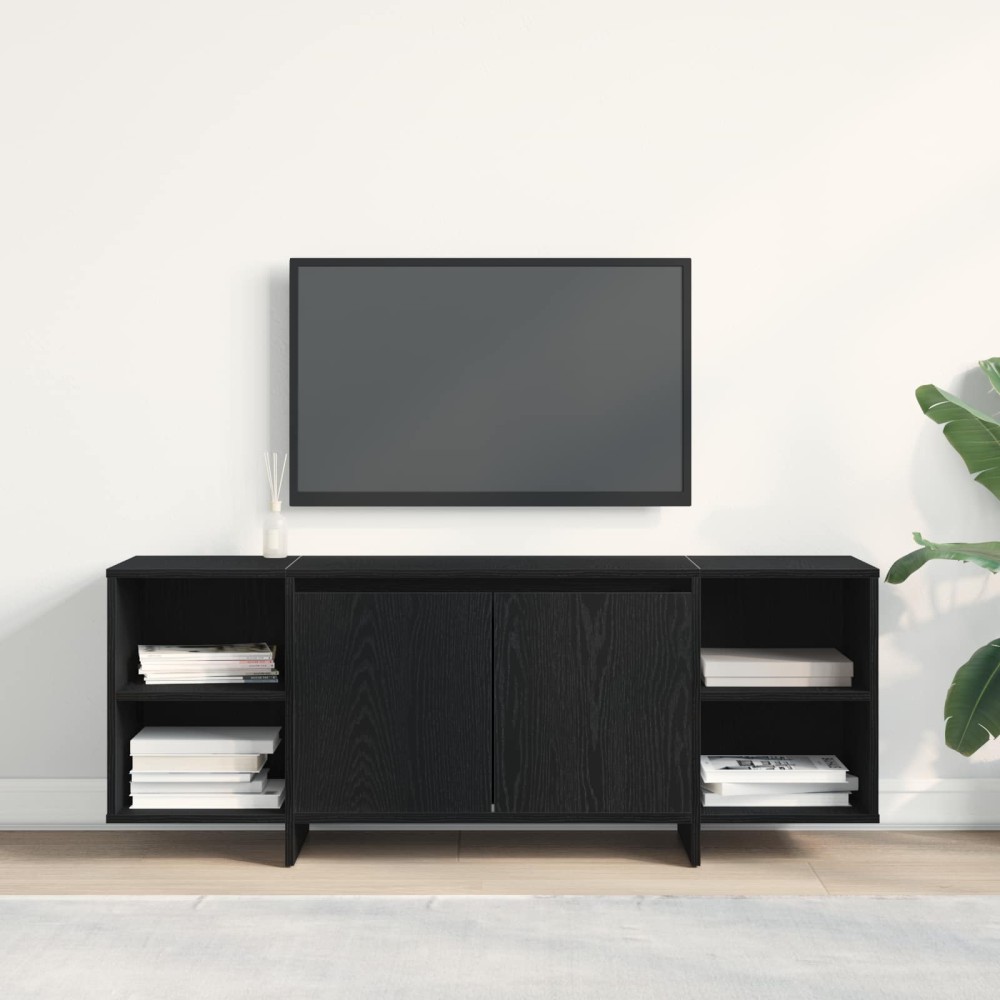 vidaXL Ντουλάπι TV 130 x 35 x 50 εκ Μαύρη Δρυς Επεξεργασμένο Ξύλο