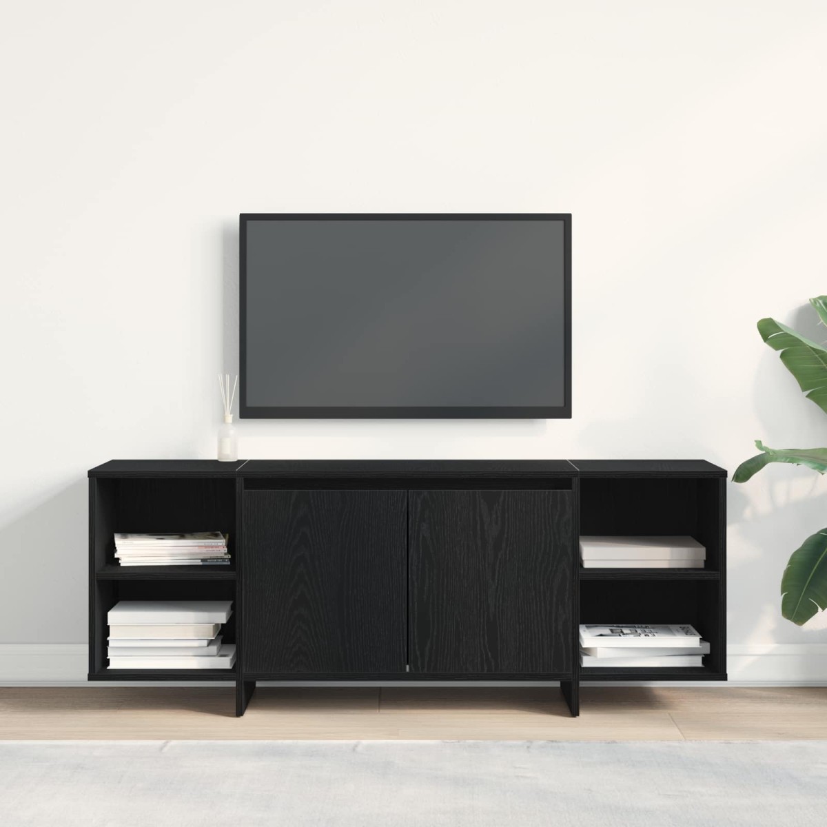 vidaXL Ντουλάπι TV 130 x 35 x 50 εκ Μαύρη Δρυς Επεξεργασμένο Ξύλο