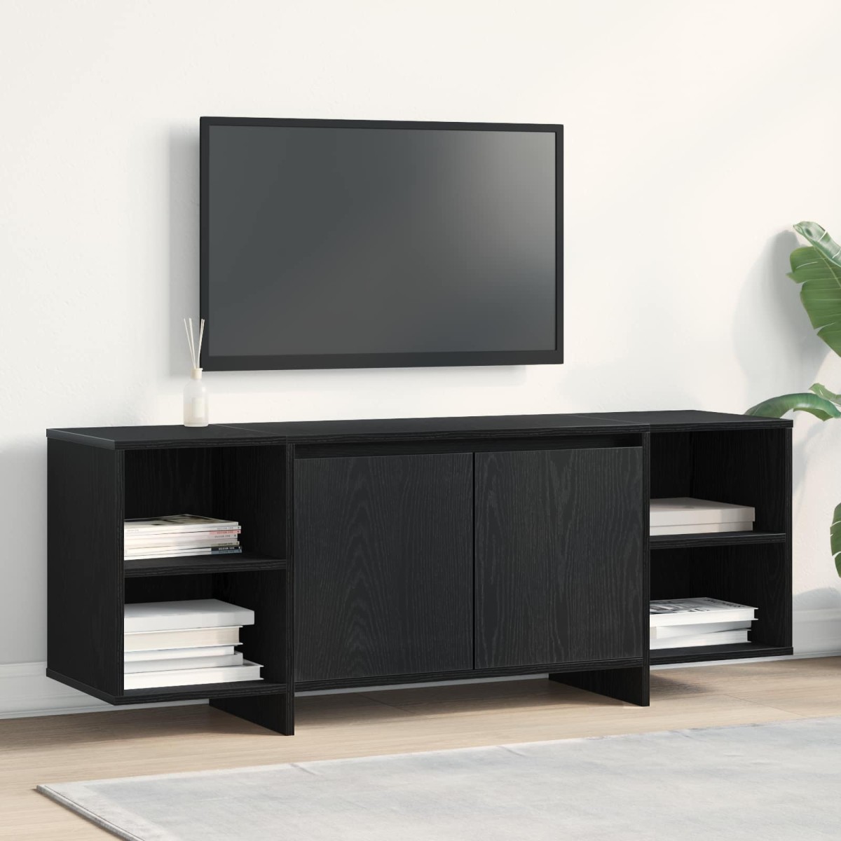 vidaXL Ντουλάπι TV 130 x 35 x 50 εκ Μαύρη Δρυς Επεξεργασμένο Ξύλο
