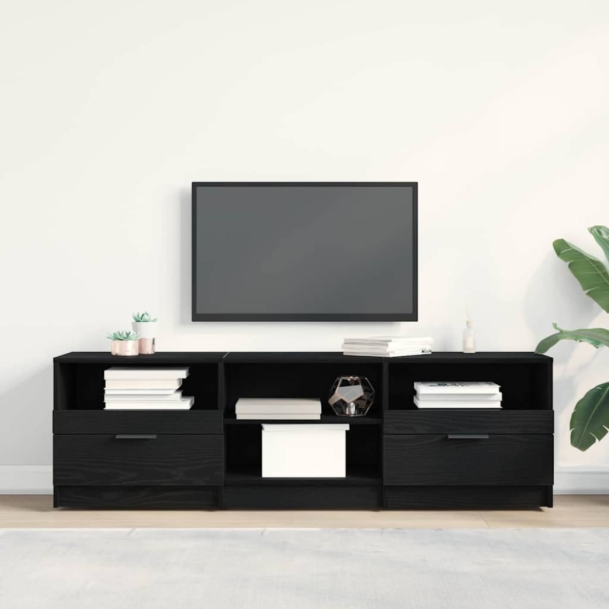 vidaXL Ντουλάπι TV 150 x 33,5 x 45 εκ. Μαύρη Οξυά Επεξεργασμένο Ξύλο