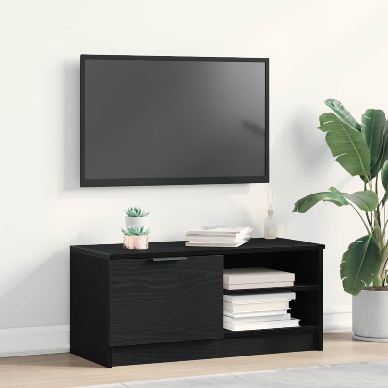 vidaXL Ντουλάπι TV 80 x 35 x 36,5 cm Μαύρη Οξυά Επεξεργασμένο Ξύλο