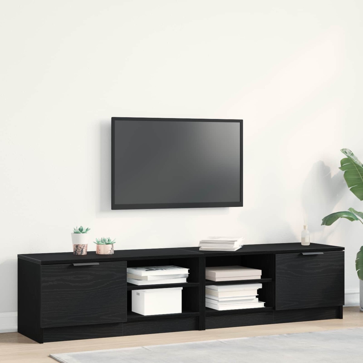 vidaXL Ντουλάπι TV 2 τμχ. Μαύρη Οξυά Επεξεργασμένο Ξύλο