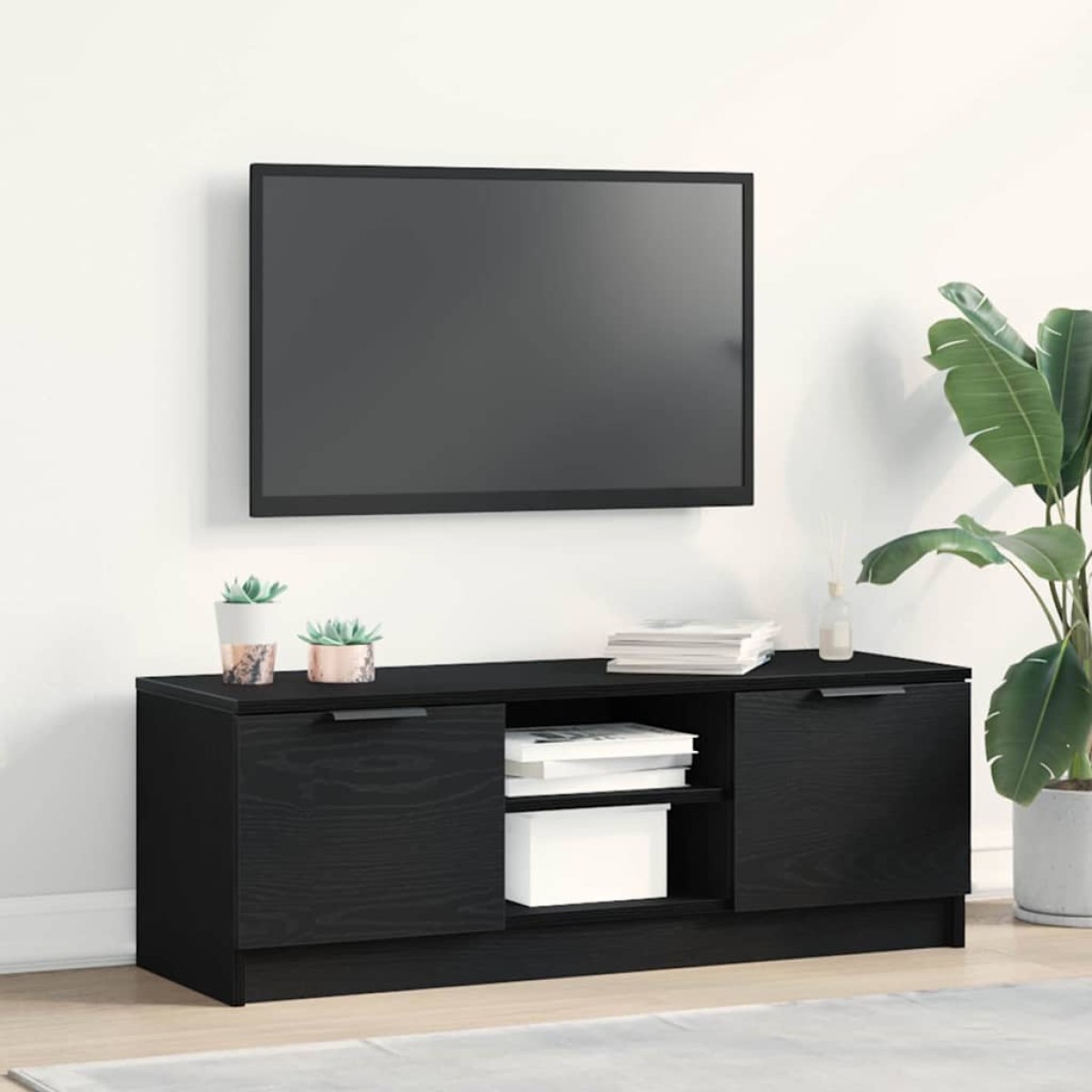 vidaXL Ντουλάπι TV 102 x 32 x 35.5 εκ Μαύρη Οξυά Επεξεργασμένο Ξύλο
