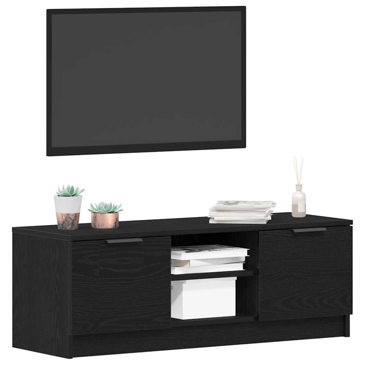 vidaXL Ντουλάπι TV 102 x 32 x 35.5 εκ Μαύρη Οξυά Επεξεργασμένο Ξύλο