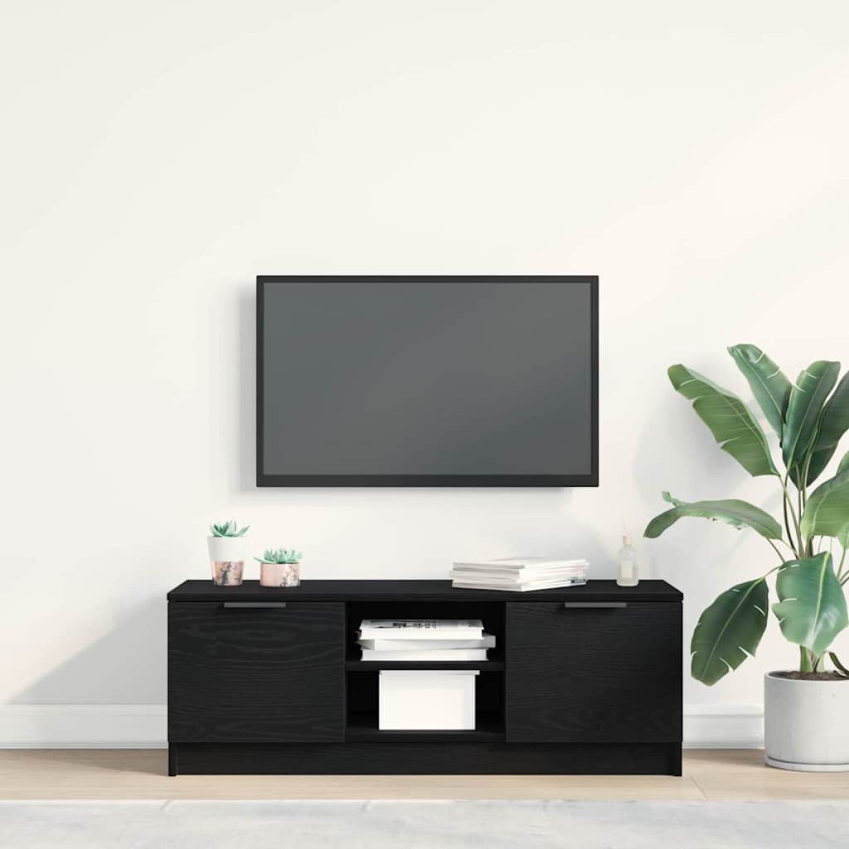 vidaXL Ντουλάπι TV 102 x 32 x 35.5 εκ Μαύρη Οξυά Επεξεργασμένο Ξύλο