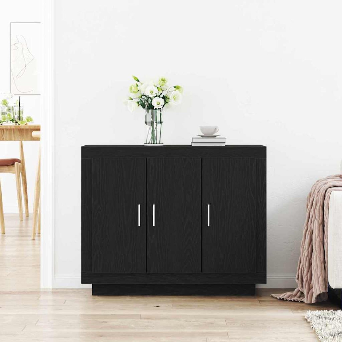 vidaXL Πλαϊνό γραφείο Μαύρη Οξυά 92 x 35 x 75 εκ Επεξεργασμένο Ξύλο