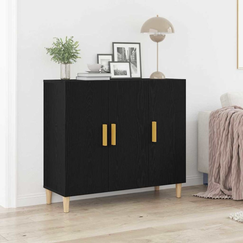 vidaXL Πλαϊνό γραφείο Μαύρη Οξυά 90 x 34 x 80 εκ. Επεξεργασμένο Ξύλο