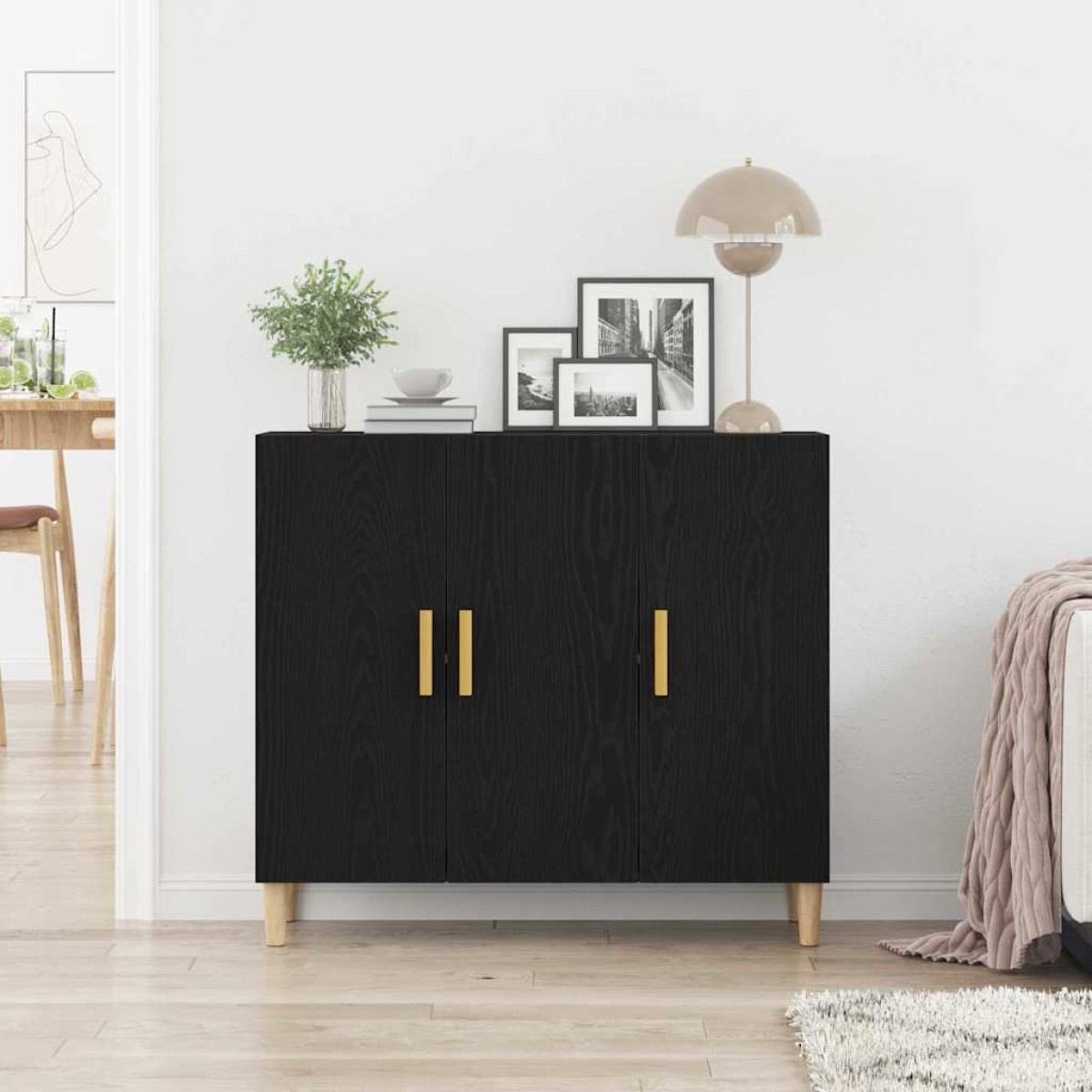 vidaXL Πλαϊνό γραφείο Μαύρη Οξυά 90 x 34 x 80 εκ. Επεξεργασμένο Ξύλο