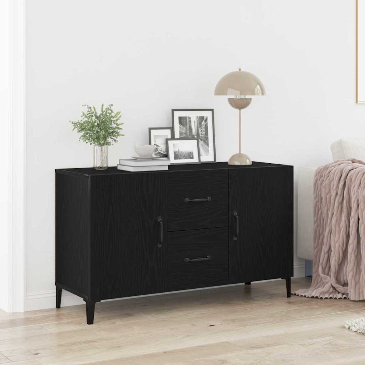 vidaXL Πλαϊνό γραφείο Μαύρη Οξυά 100 x 36 x 60 εκ. Επεξεργασμένο Ξύλο