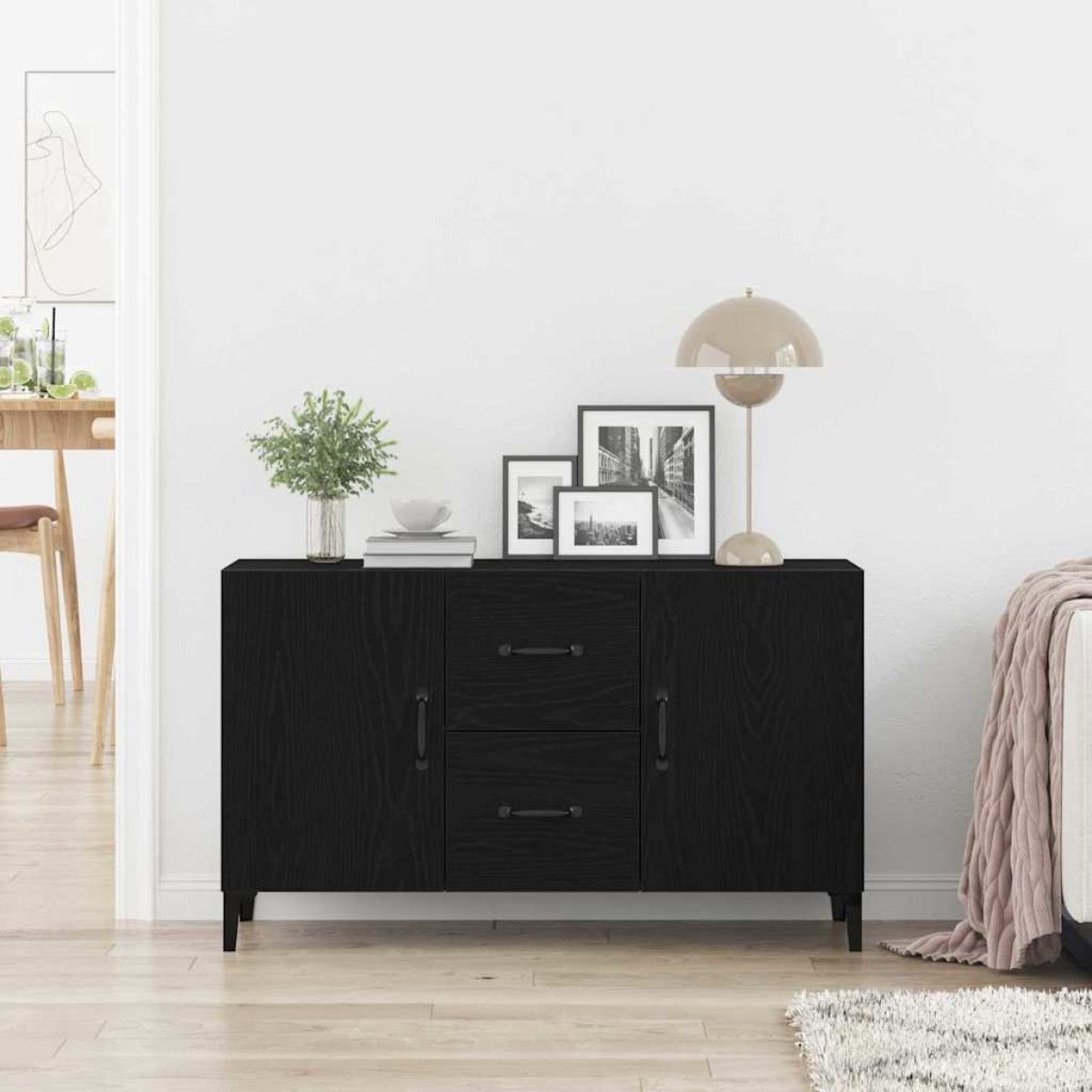 vidaXL Πλαϊνό γραφείο Μαύρη Οξυά 100 x 36 x 60 εκ. Επεξεργασμένο Ξύλο
