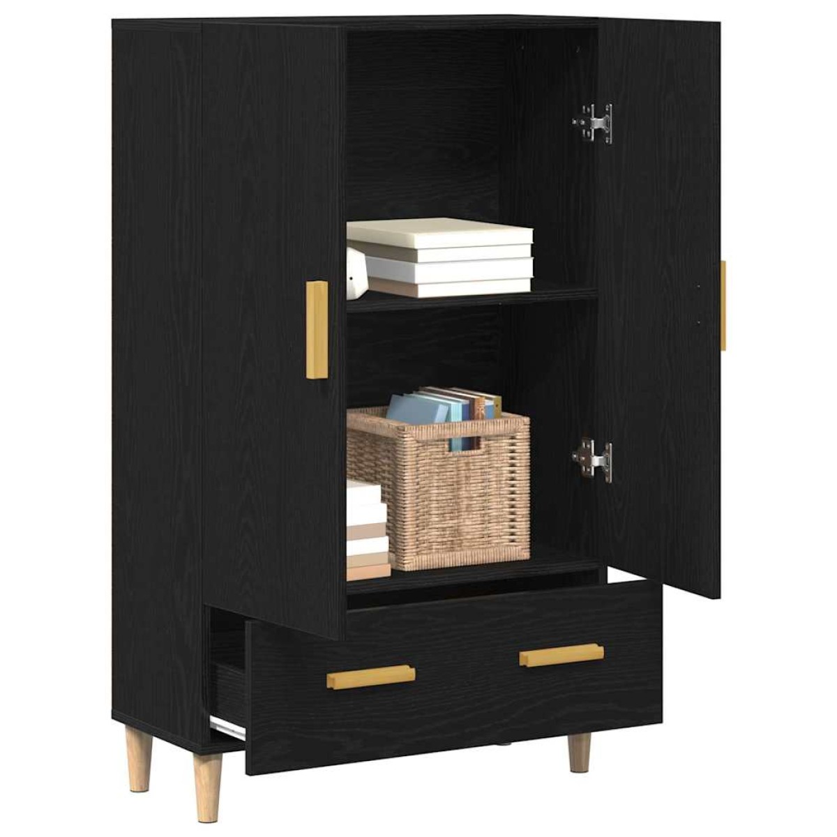 vidaXL Highboard Μαύρη Οξυά 70 x 31 x 115 εκ Επεξεργασμένο Ξύλο