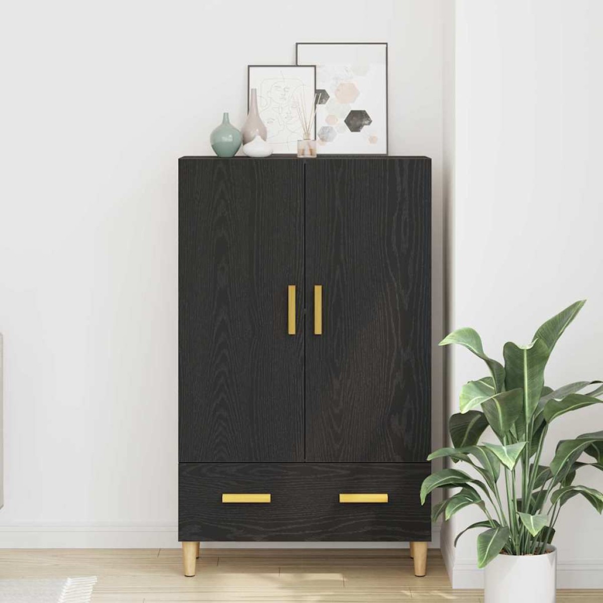 vidaXL Highboard Μαύρη Οξυά 70 x 31 x 115 εκ Επεξεργασμένο Ξύλο