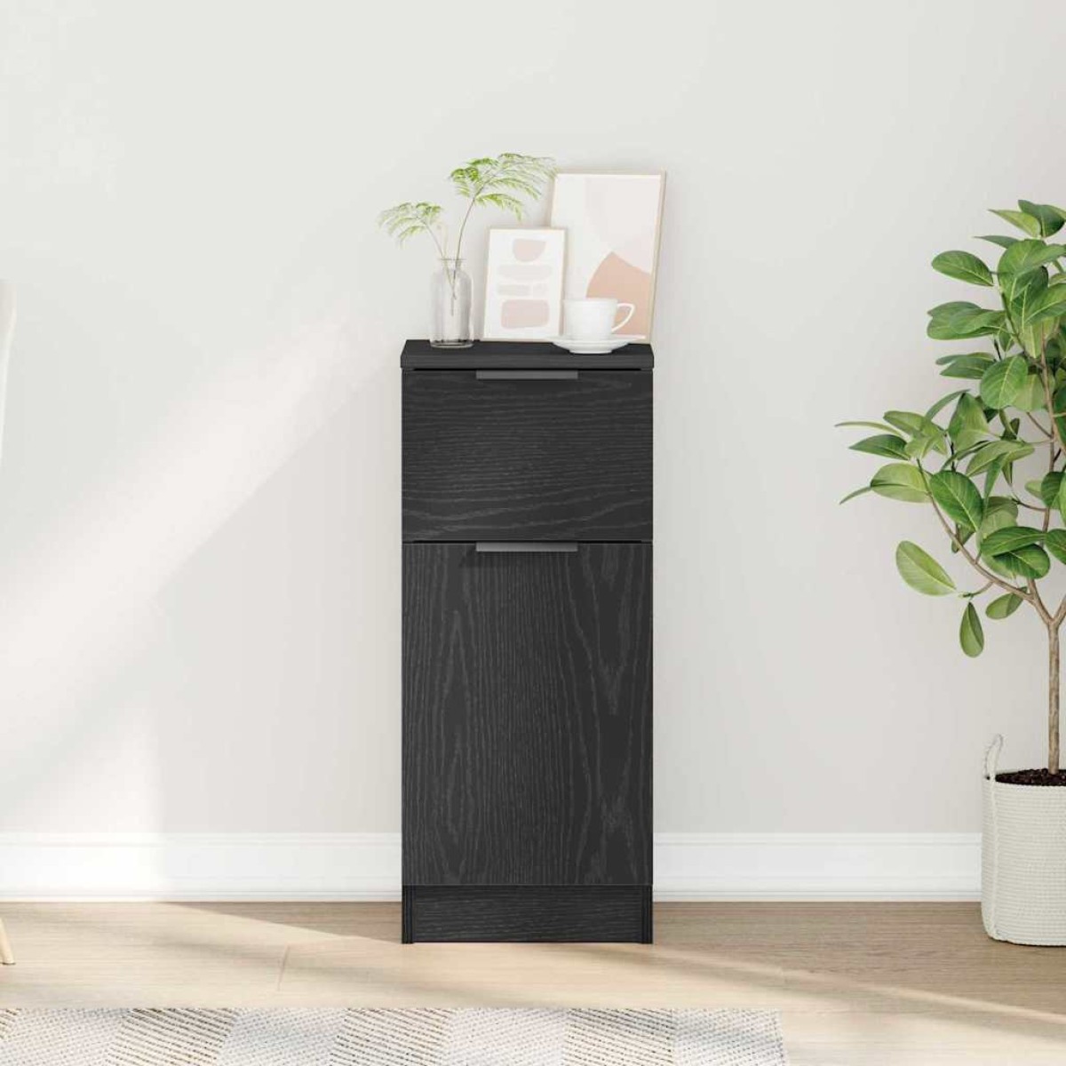 vidaXL Πλαϊνό γραφείο Μαύρη Οξυά 30 x 30 x 70 εκ. Επεξεργασμένο Ξύλο