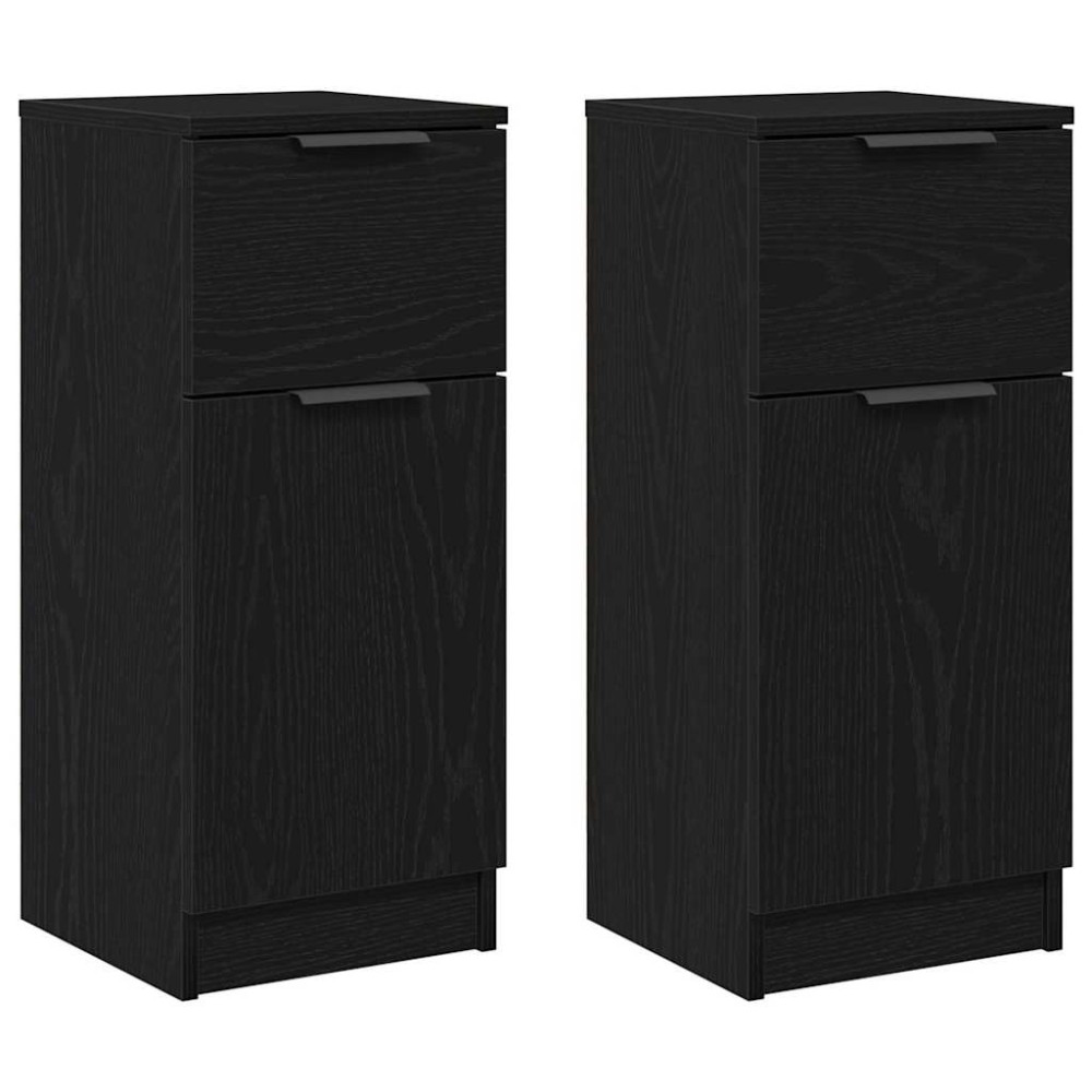 vidaXL Πλαϊνό γραφείο 2 τμχ. Μαύρη Οξυά 30 x 30 x 70 εκ.