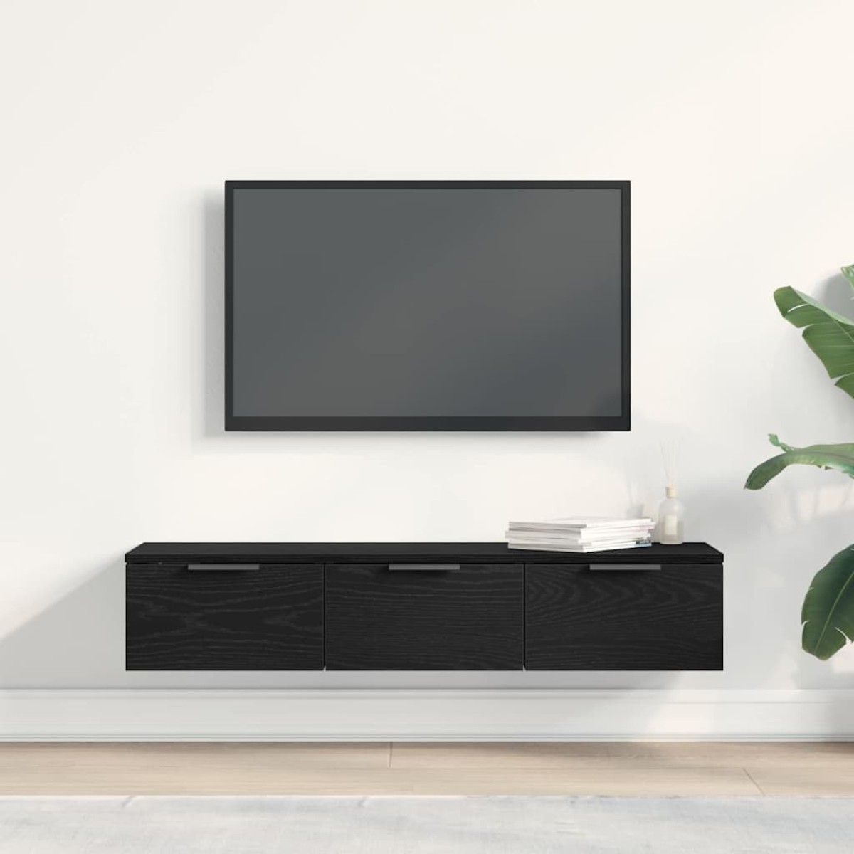 vidaXL Ντουλάπα Τοίχου Μαύρη Οξυά 102 x 30 x 20 εκ. Επεξεργασμένο Ξύλο