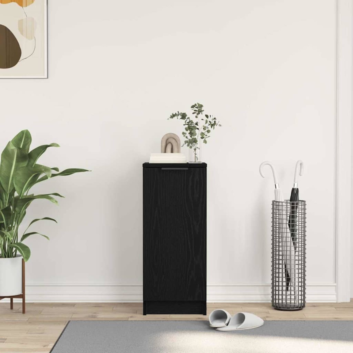 vidaXL Ντουλάπα Παπουτσιών με ράφι Μαύρη Οξυά 29,5 x 35 x 70 εκ