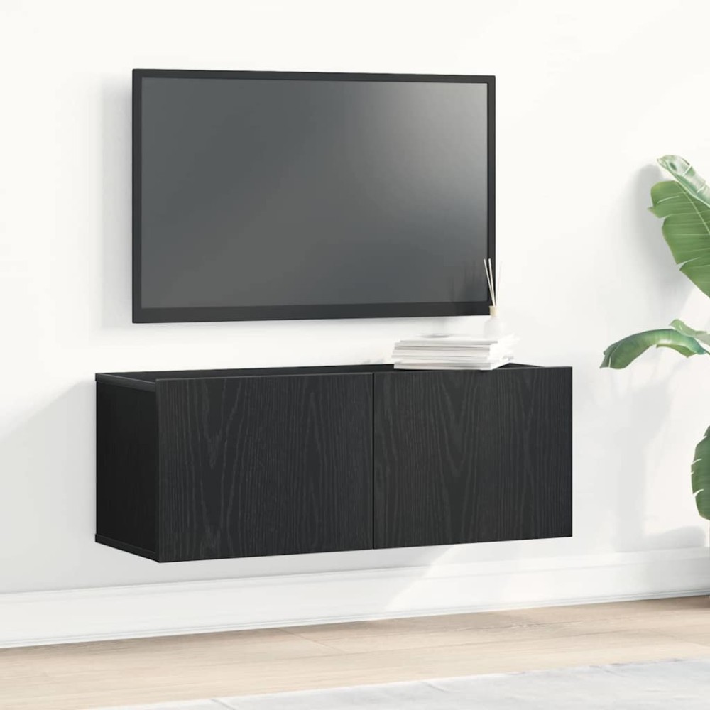 vidaXL Ντουλάπι TV 2 τμχ. Μαύρη Οξυά Επεξεργασμένο Ξύλο