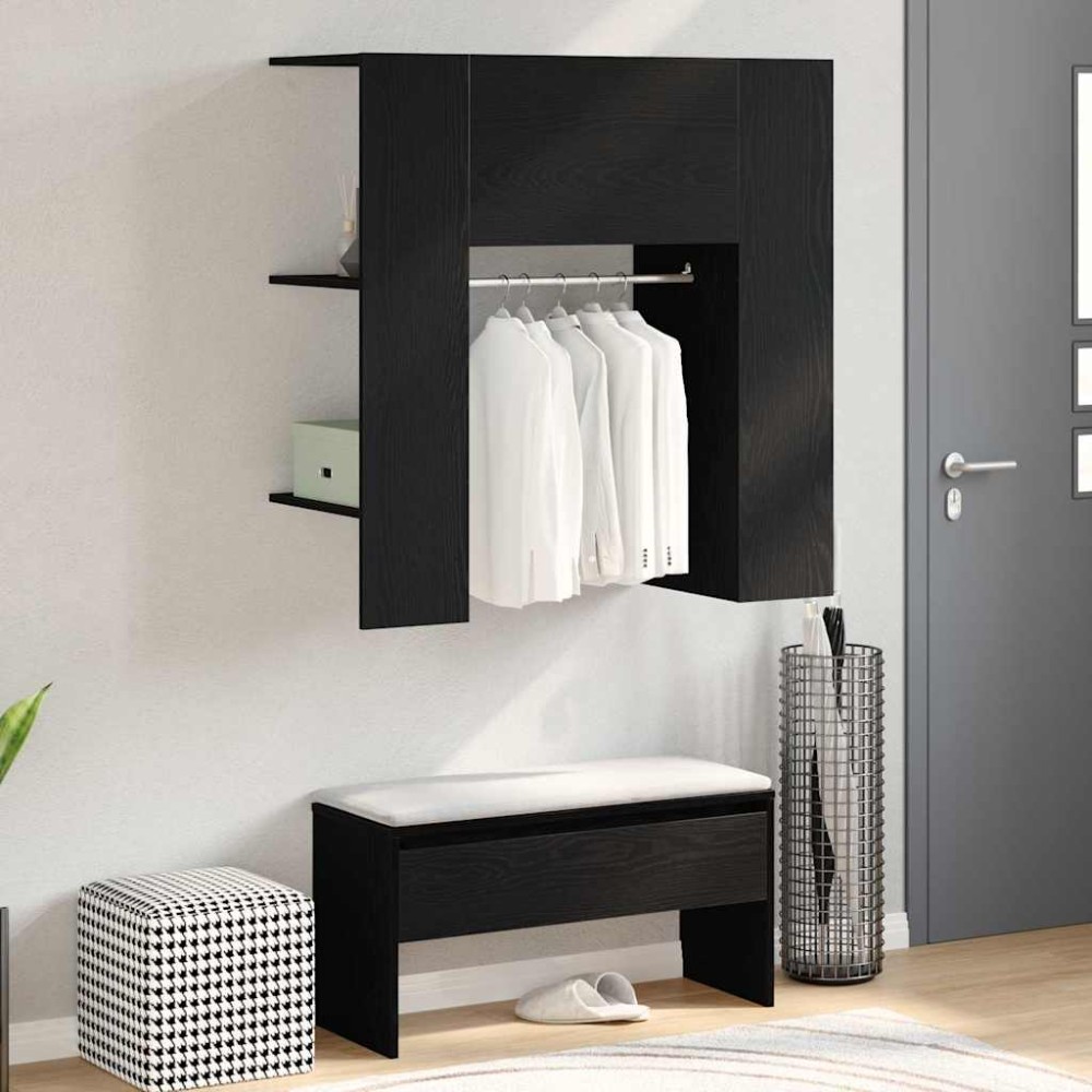 vidaXL Ντουλάπα διαδρόμου με ράφι Μαύρη Οξυά 97,5 x 37 x 99 εκ.