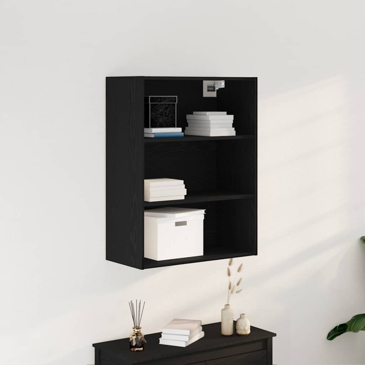 vidaXL Κρεμαστό Έπιπλο Τοίχου Μαύρη Οξυά 69,5 x 32,5 x 90 εκ