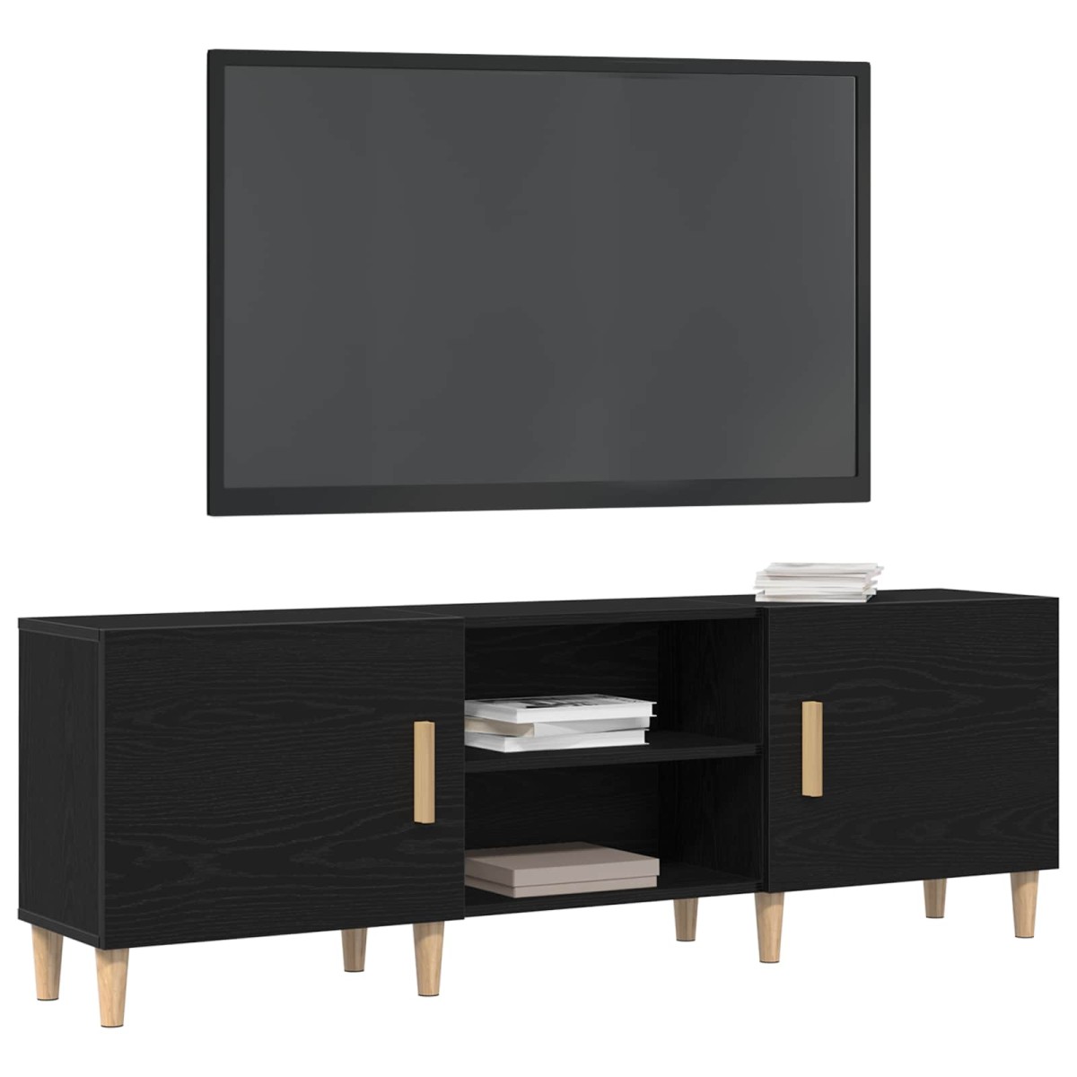 vidaXL Ντουλάπι TV 150 x 30 x 50 εκ Μαύρη Οξυά Επεξεργασμένο Ξύλο