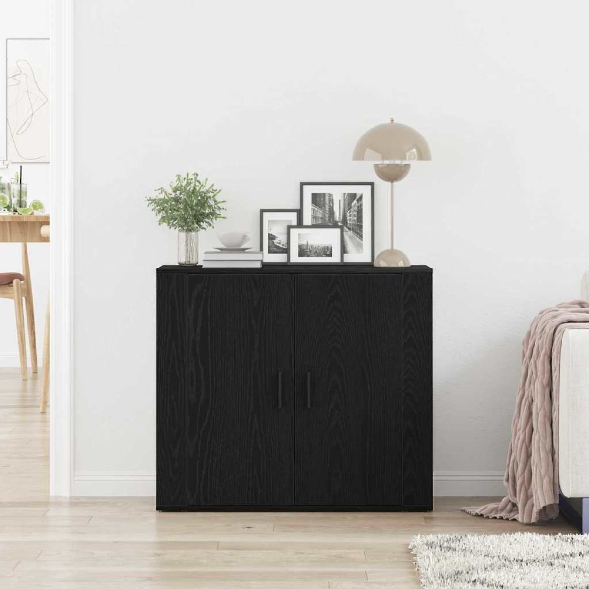 vidaXL Πλαϊνό γραφείο Μαύρη Οξυά 80 x 33 x 70 εκ. Επεξεργασμένο Ξύλο