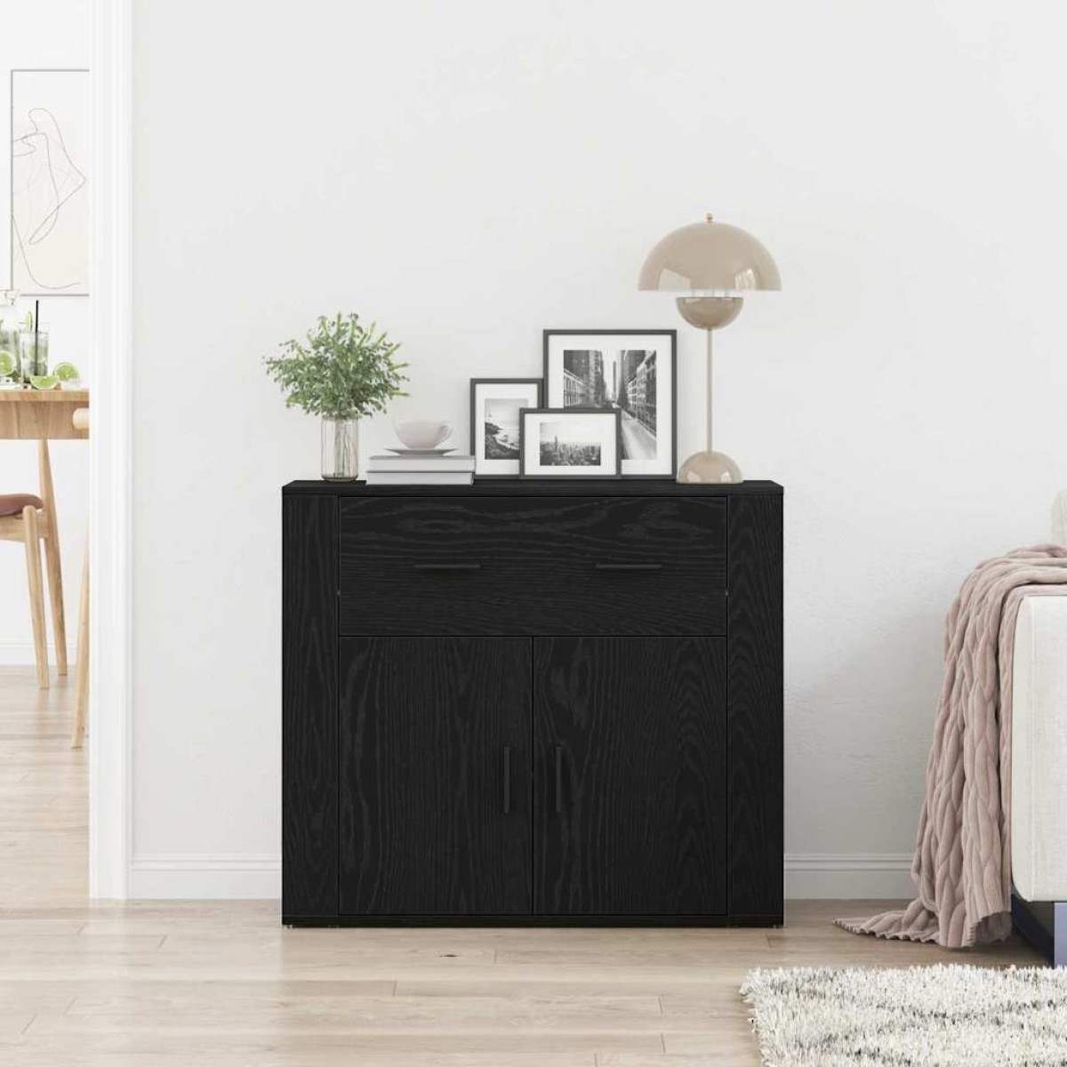 vidaXL Πλαϊνό γραφείο Μαύρη Οξυά 80 x 33 x 70 εκ. Επεξεργασμένο Ξύλο