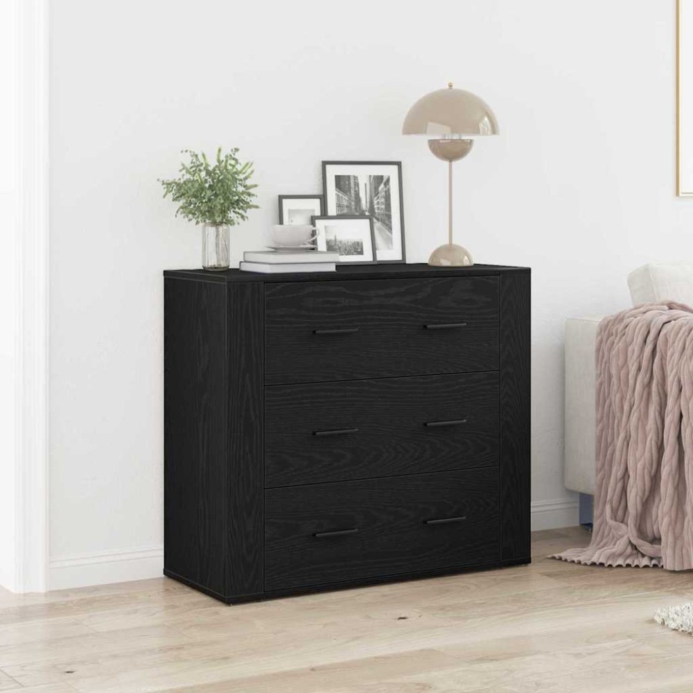 vidaXL Πλαϊνό γραφείο Μαύρη Οξυά 80 x 33 x 70 εκ. Επεξεργασμένο Ξύλο