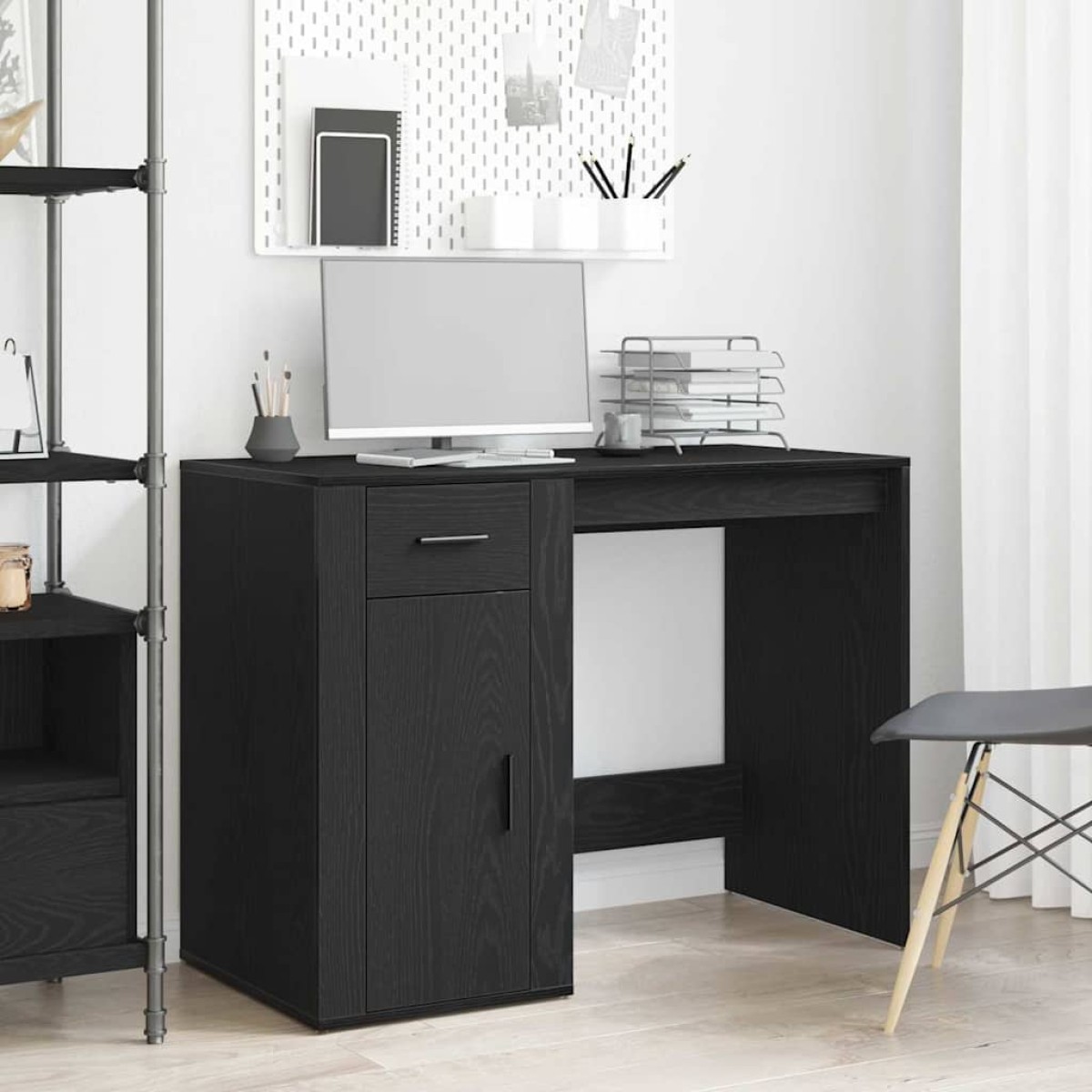 vidaXL Γραφείο Μαύρη Οξυά 100 x 49 x 74 εκ Επεξεργασμένο Ξύλο