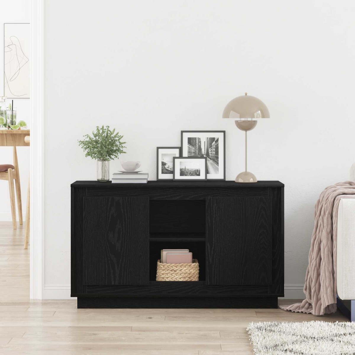 vidaXL Πλαϊνό γραφείο Μαύρη Οξυά 102 x 35 x 60 εκ Επεξεργασμένο Ξύλο