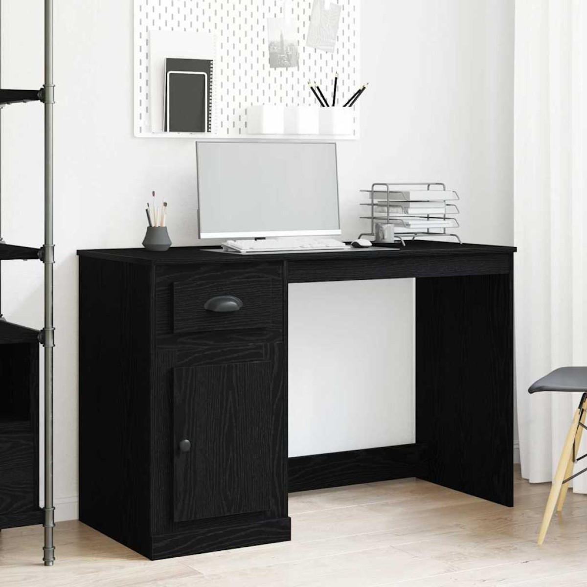 vidaXL Γραφείο Μαύρη Οξυά 50 x 115 x 75 εκ. Επεξεργασμένο Ξύλο