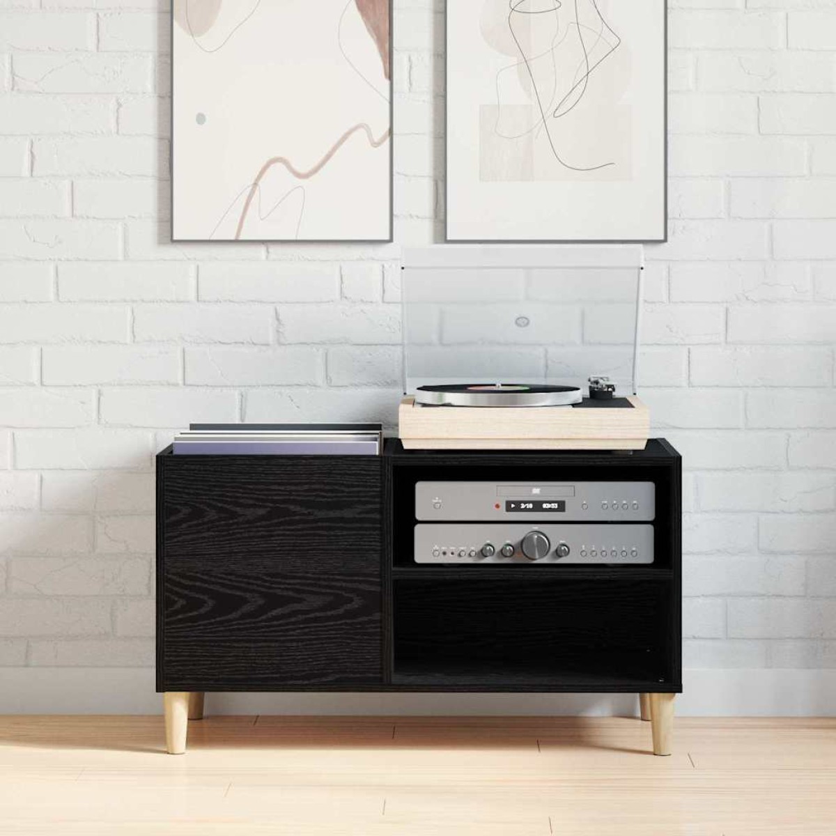 vidaXL Ντουλάπι δίσκων βινυλίου 84,5 x 38 x 48 cm Επεξεργασμένο Ξύλο