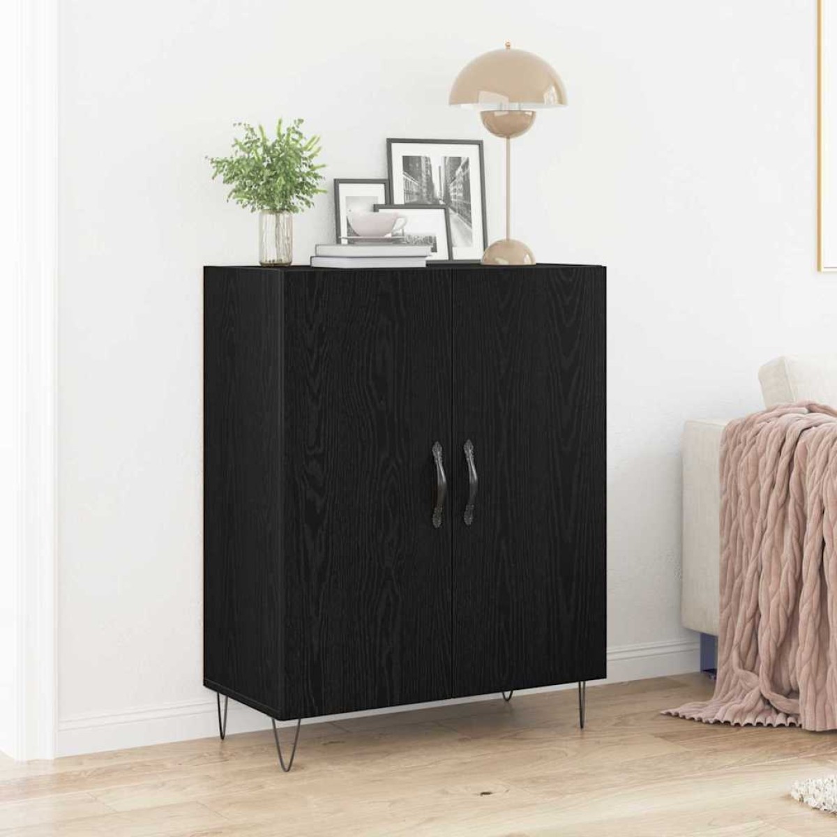 vidaXL Πλαϊνό γραφείο Μαύρη Οξυά 69,5 x 34 x 90 εκ. Επεξεργασμένο Ξύλο