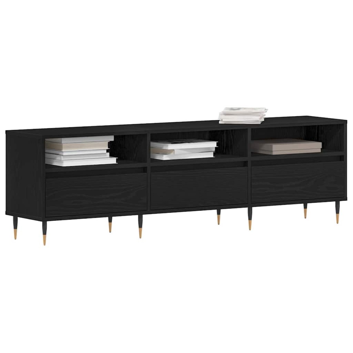 vidaXL Ντουλάπι TV 150 x 30 x 44,5 εκ. Μαύρη Οξυά Επεξεργασμένο Ξύλο