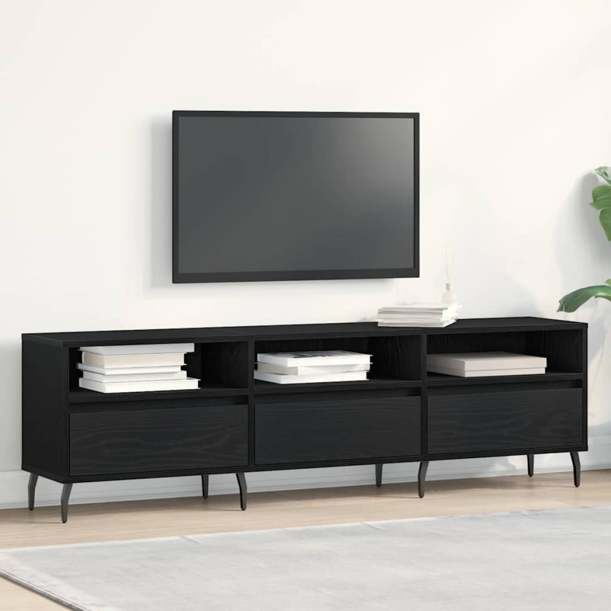 vidaXL Ντουλάπι TV 150 x 30 x 44,5 εκ. Μαύρη Οξυά Επεξεργασμένο Ξύλο