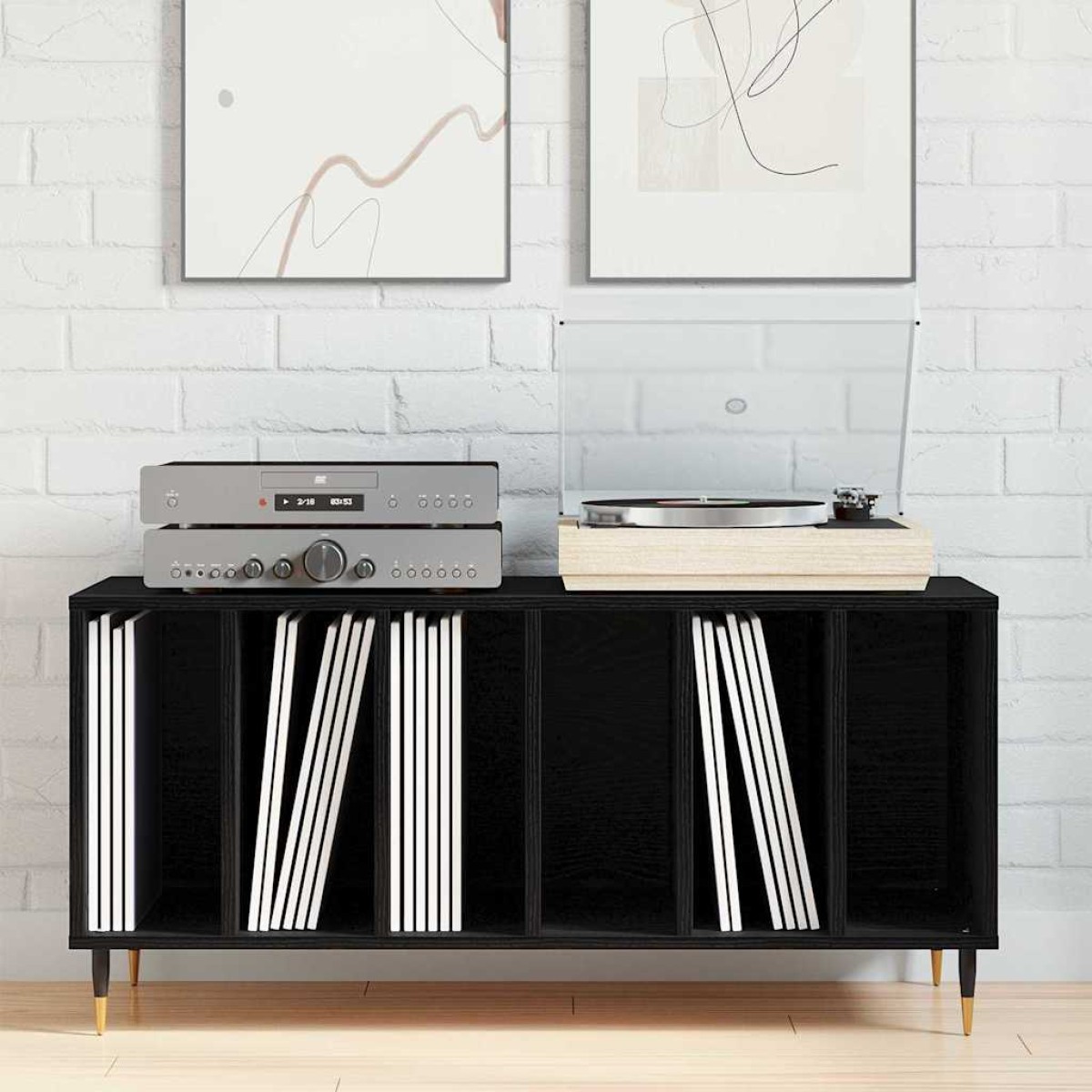 vidaXL Ντουλάπι δίσκων βινυλίου Μαύρη Οξυά 100 x 38 x 48 εκ.