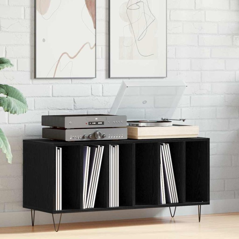 vidaXL Ντουλάπι δίσκων βινυλίου Μαύρη Οξυά 100 x 38 x 48 εκ.
