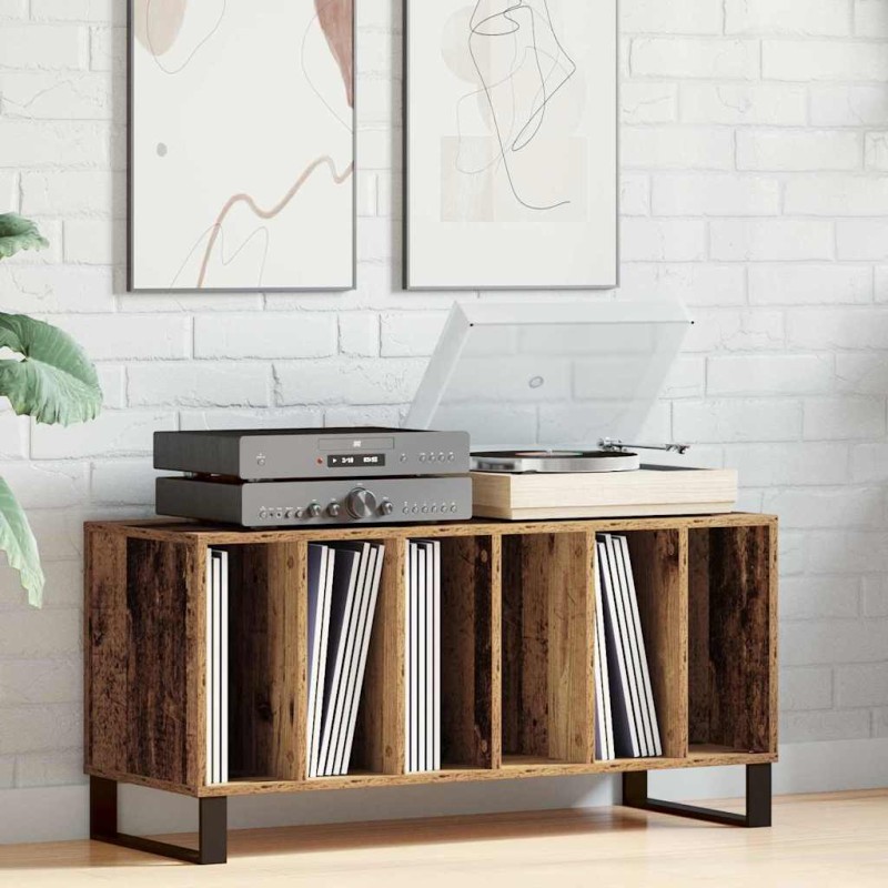 vidaXL Ντουλάπι δίσκων βινυλίου Παλαιό ξύλο 100 x 38 x 48 εκ.