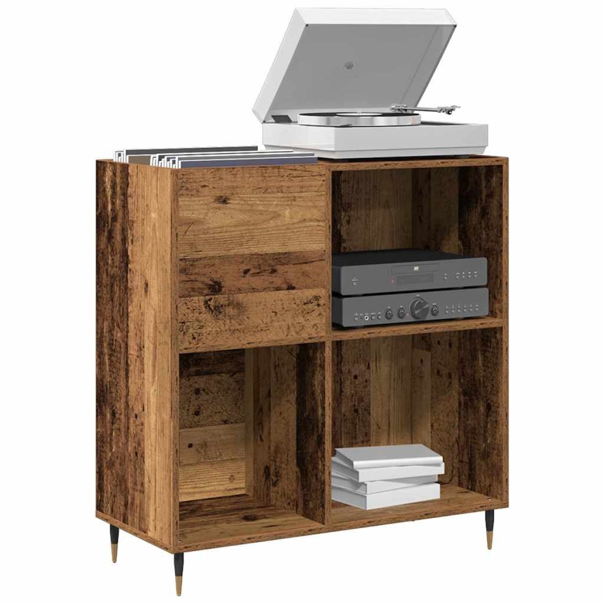 vidaXL Ντουλάπι δίσκων βινυλίου Παλαιό ξύλο 85 x 38 x 89 εκ.