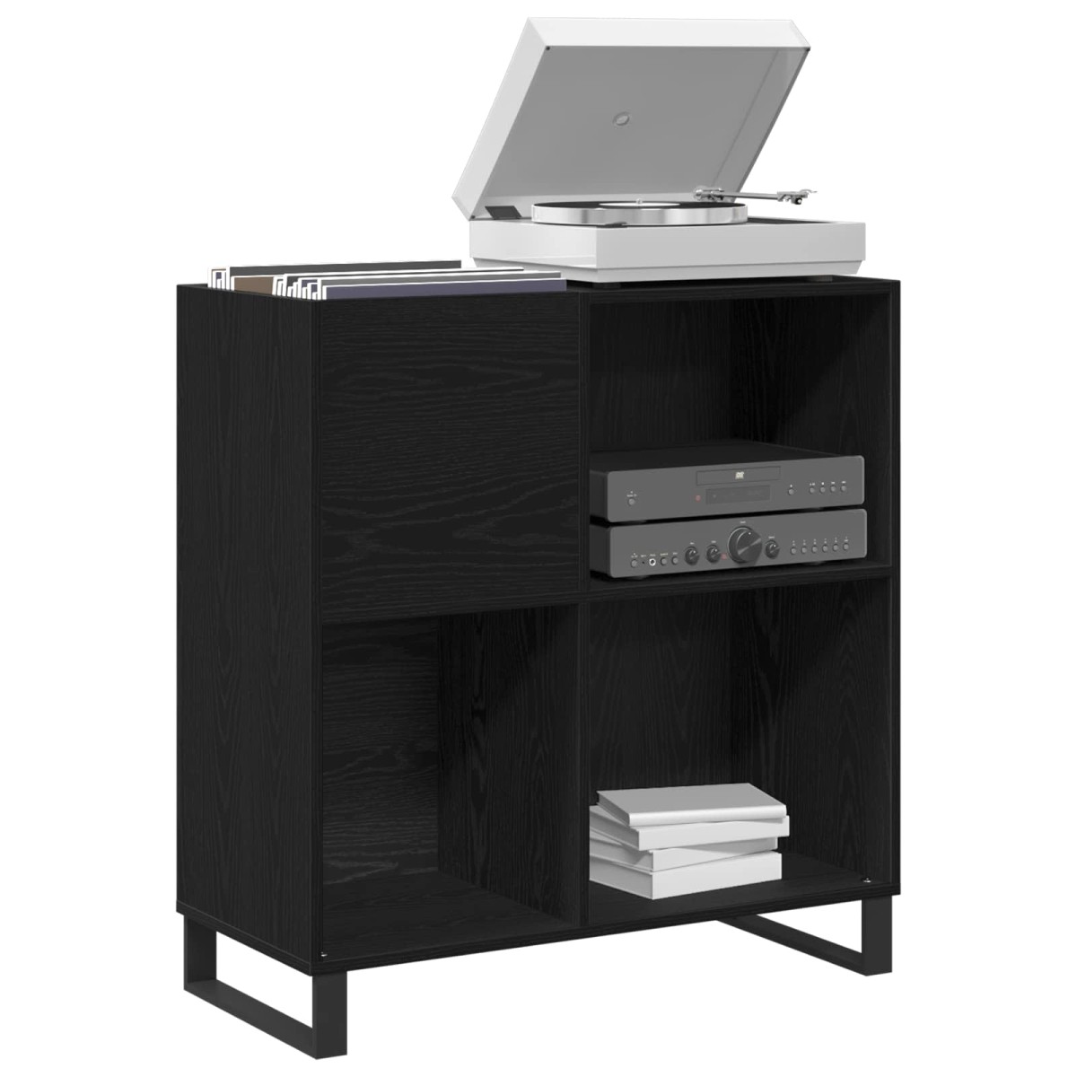 vidaXL Ντουλάπι δίσκων βινυλίου Μαύρη Οξυά 84,5 x 38 x 89 εκ