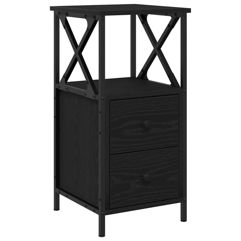 vidaXL Κομοδίνο Μαύρη Οξυά 34 x 35,5 x 70 εκ Επεξεργασμένο Ξύλο