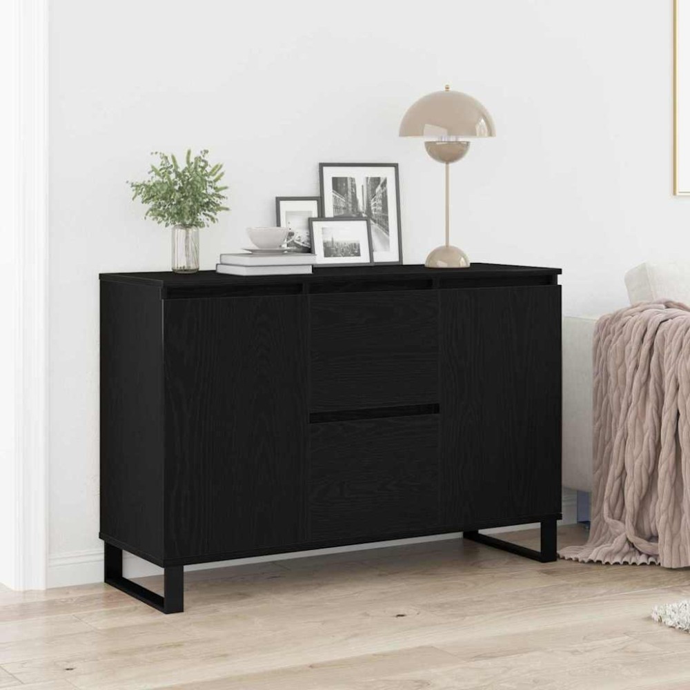 vidaXL Πλαϊνό γραφείο Μαύρη Οξυά 101,5 x 35 x 70 εκ Επεξεργασμένο Ξύλο