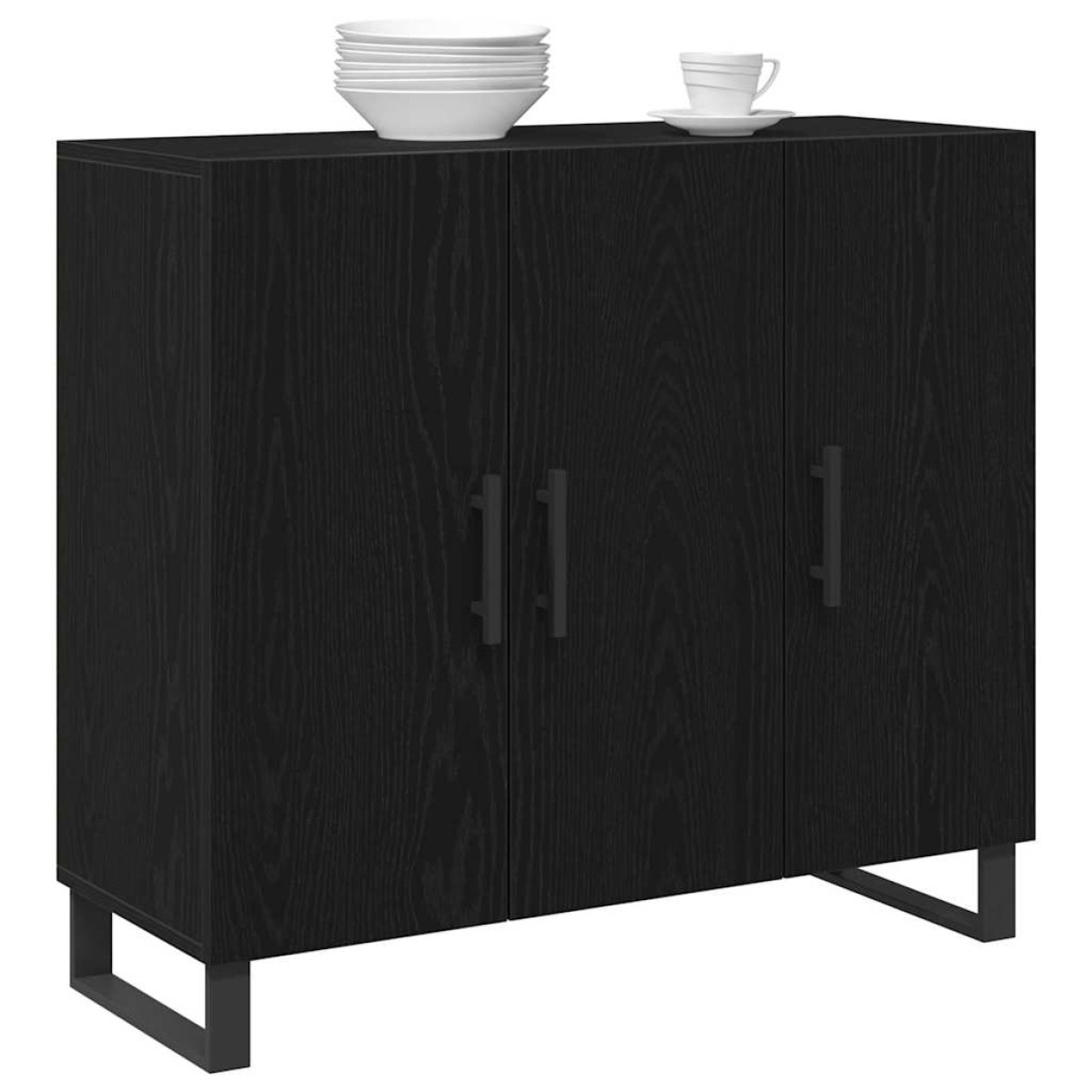 vidaXL Πλαϊνό γραφείο Μαύρη Οξυά 90 x 34 x 80 εκ. Επεξεργασμένο Ξύλο